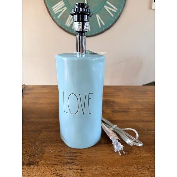 Rae Dunn Other - Rae Dunn by Magenta "LOVE" Lamp (NO Shade)-Blue Ceramic-w/Brown Letters